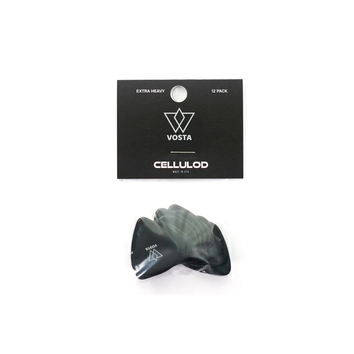 Vosta Extra Heavy Celluloid Black Picks - 12 Pack