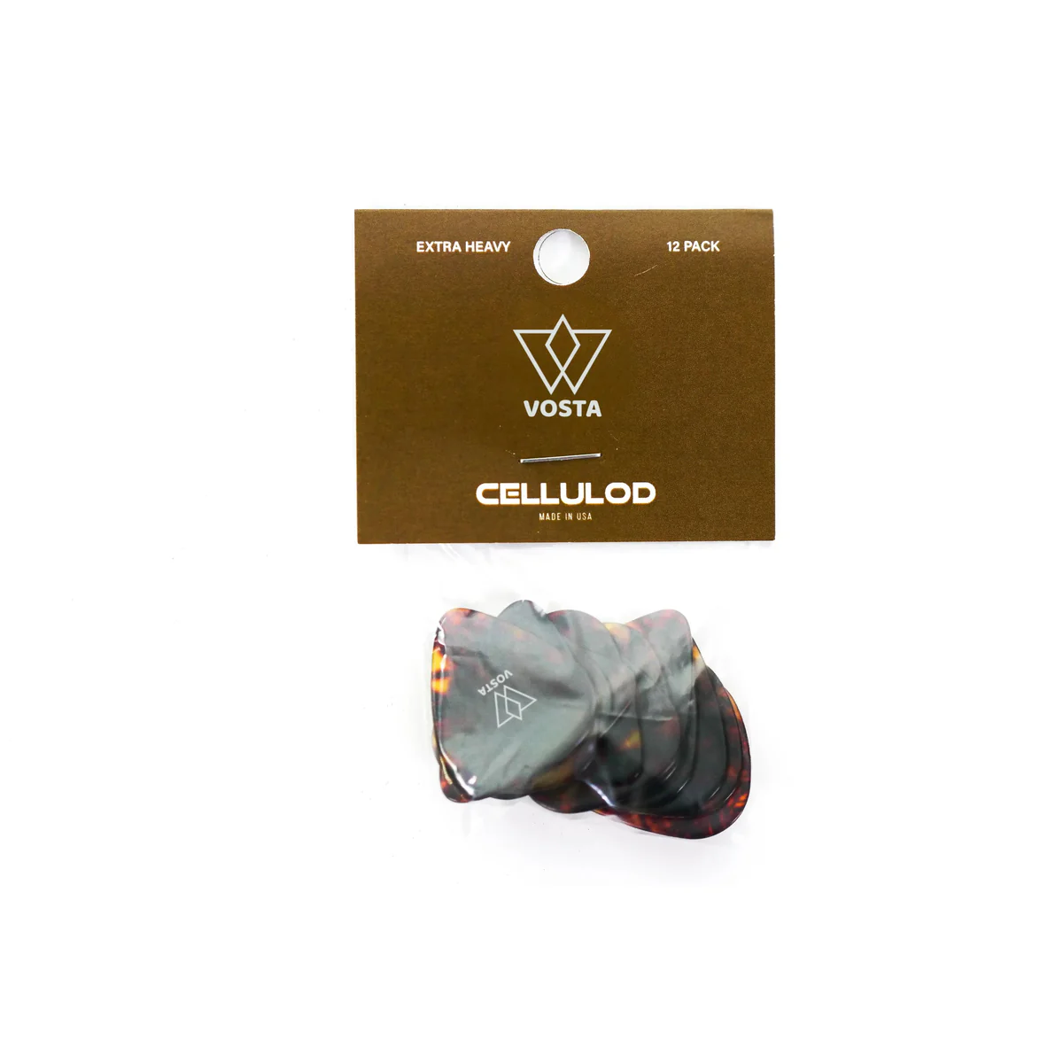 Vosta Extra Heavy Celluloid Tortoise Picks - 12 Pack