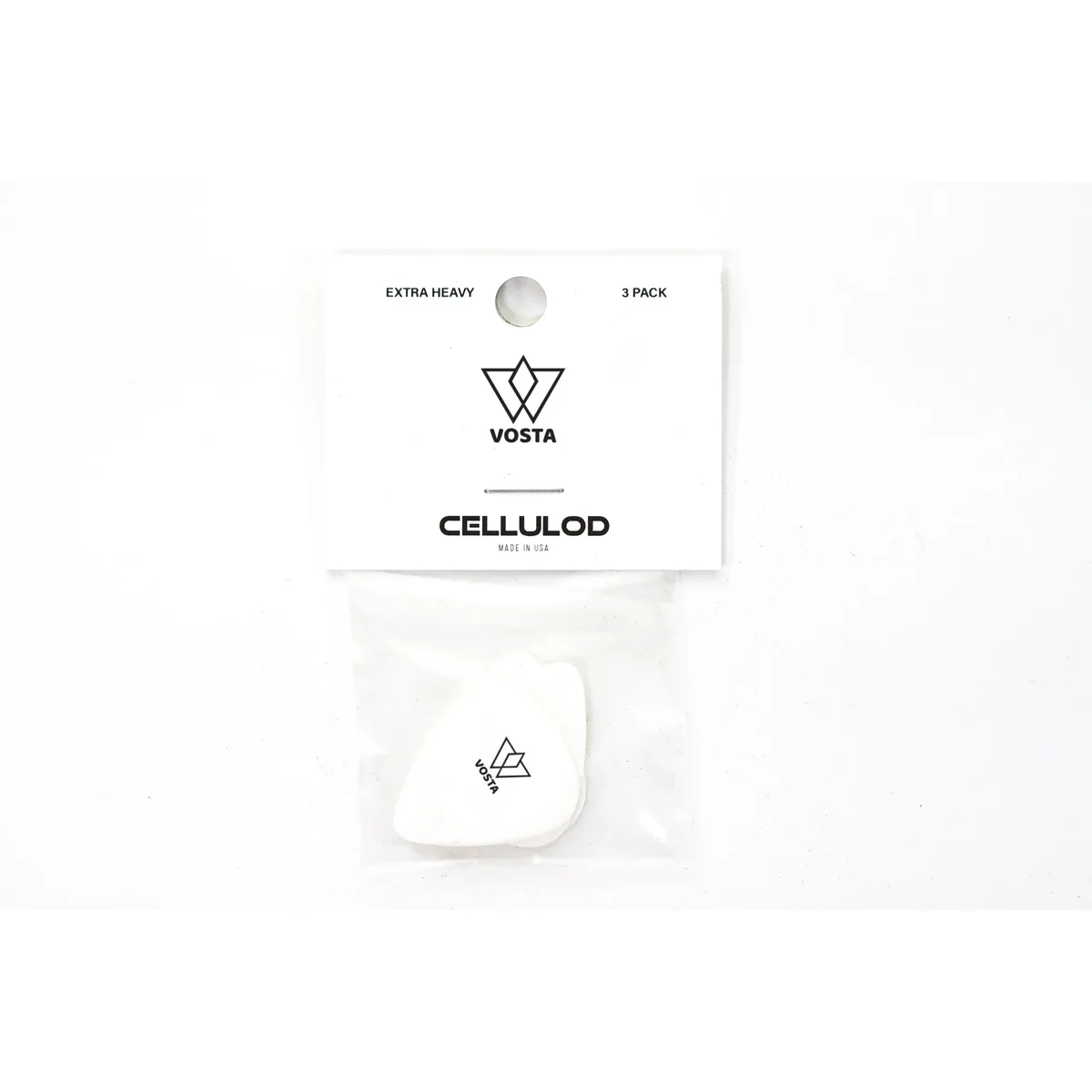 Vosta Extra Heavy Celluloid White Picks - 12 Pack