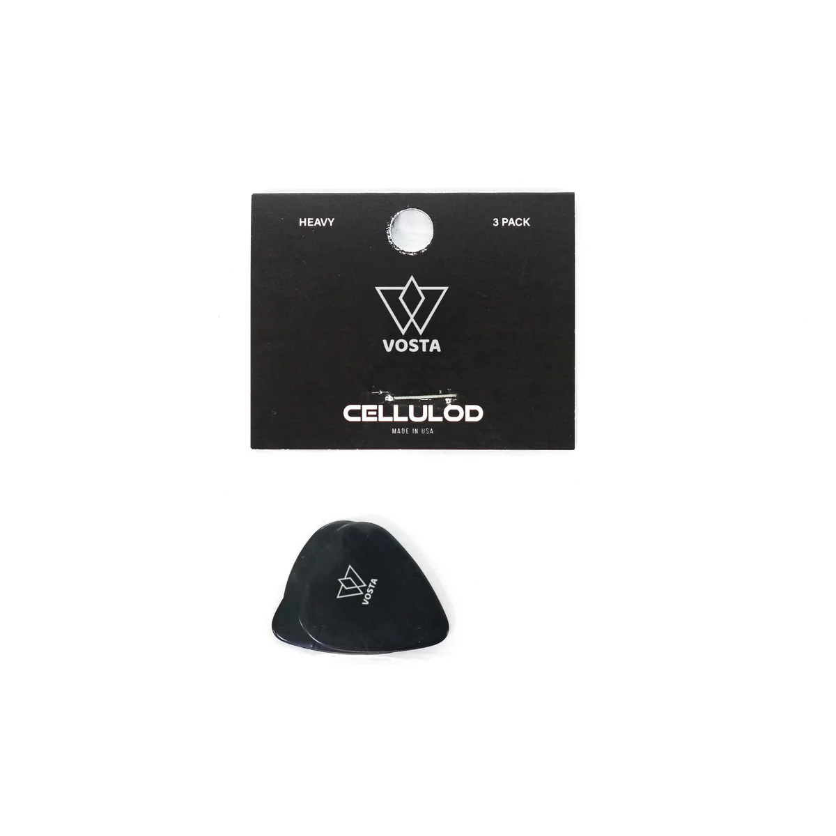 Vosta Heavy Celluloid Black Picks - 3 Pack
