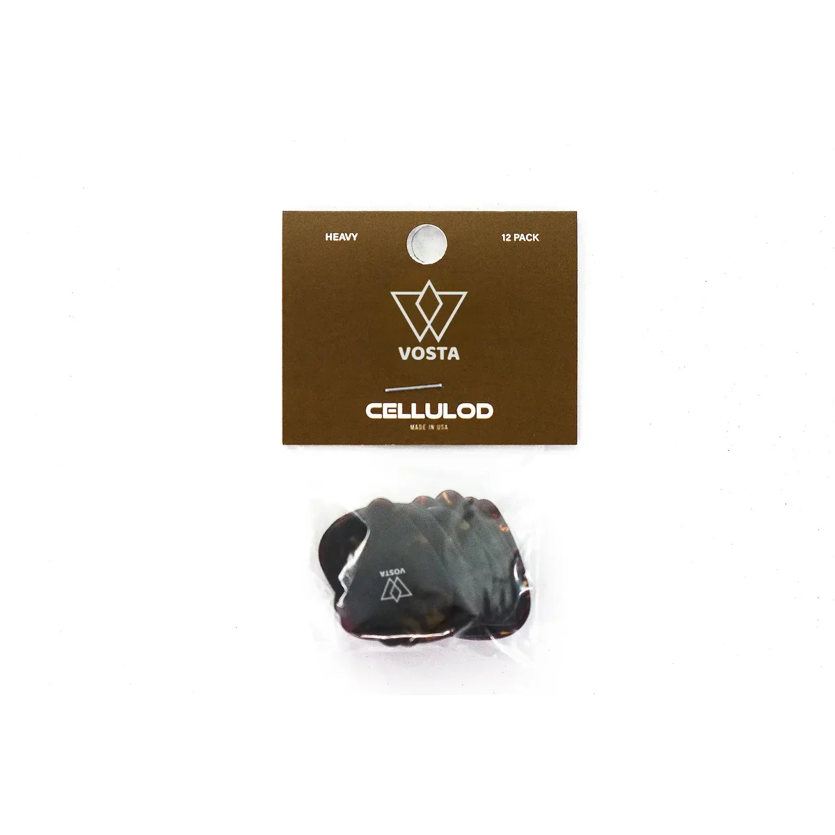 Vosta Heavy Celluloid Tortoise Picks - 12 Pack