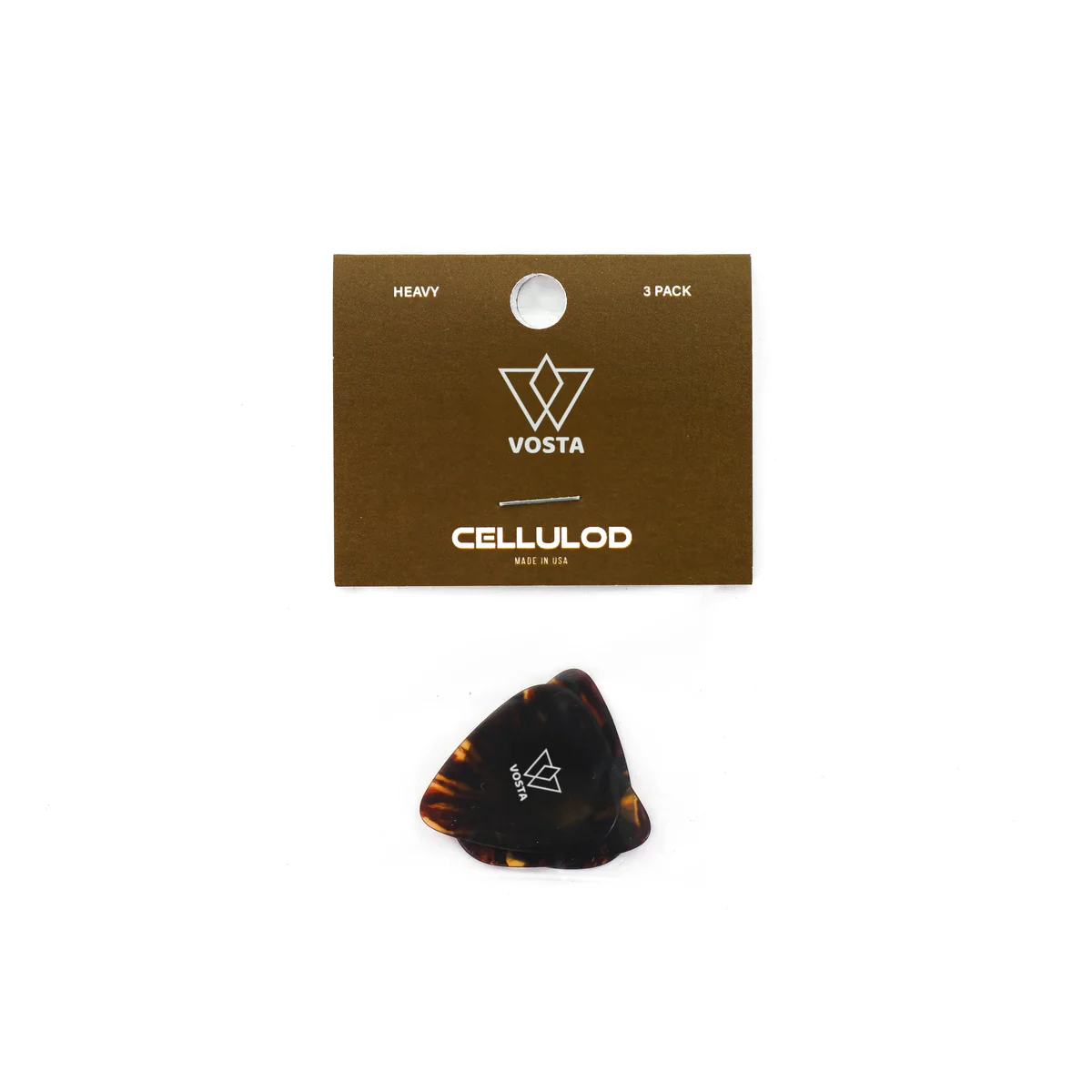 Vosta Heavy Celluloid Tortoise Picks - 3 Pack