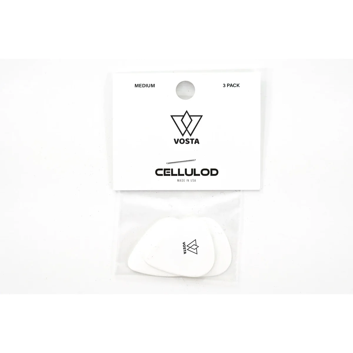 Vosta Medium Celluloid White Picks - 3 Pack