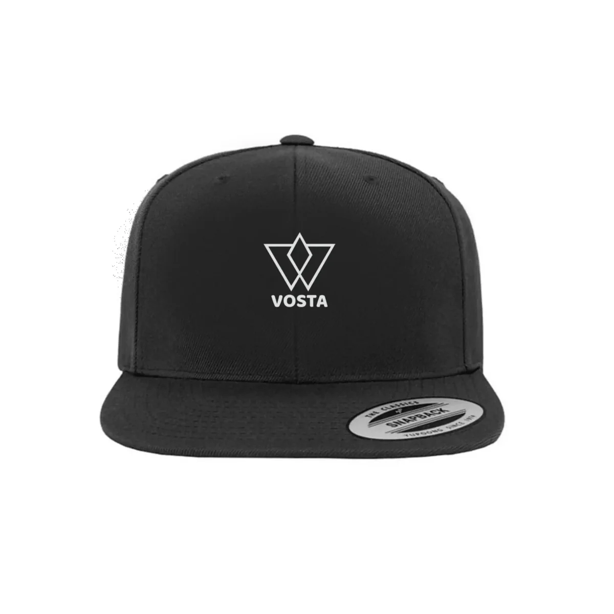 Vosta Snapback Hat - Black with White Logo