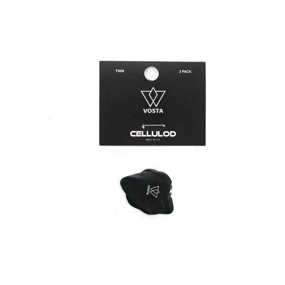 Vosta Thin Celluloid Black Picks - 3 Pack