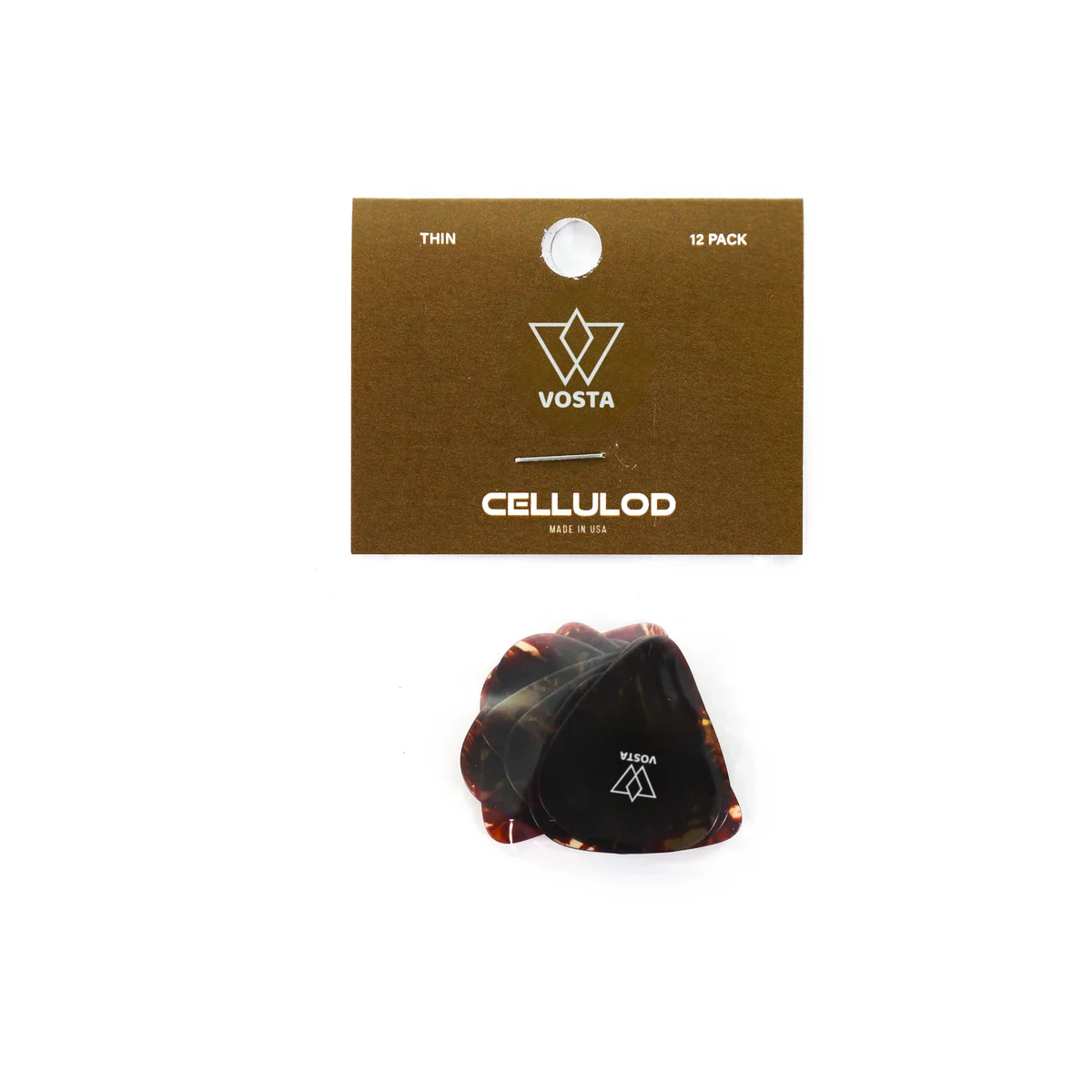 Vosta Thin Celluloid Tortoise Picks - 12 Pack