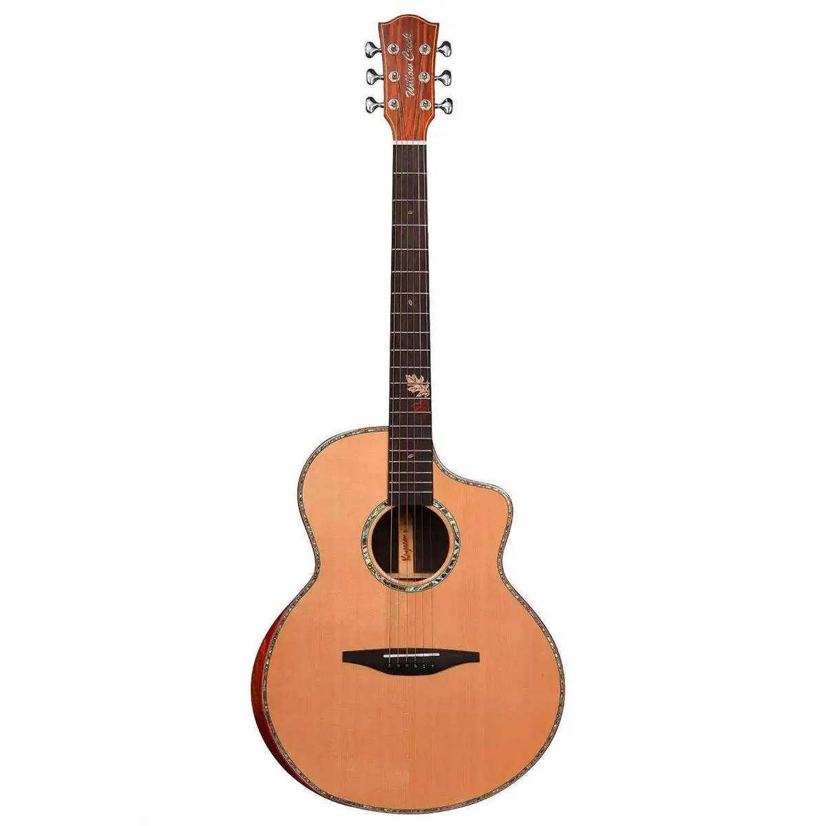 Willow Creek FX-PD90Y Bolivian Deluxe Acoustic Dreadnought Guitar w/ Effects & Bluetooth - Image 3